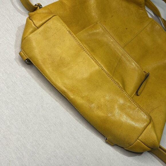 Yellow Vegan Leather Backpack bucket bag, so soft, Boho, Travel, Coastal Cowgirl - Picture 4 of 4